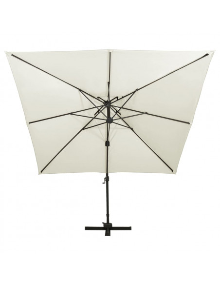 Ombrellone a Sbalzo con Doppia Copertura 300x300 cm Sabbia