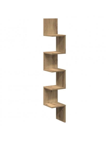 Scaffale Angolare Muro Artigianale 20x20x127,5 cm in Truciolato