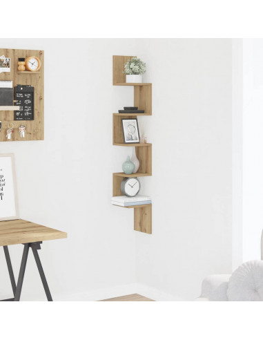 Scaffale Angolare Muro Artigianale 20x20x127,5 cm in Truciolato