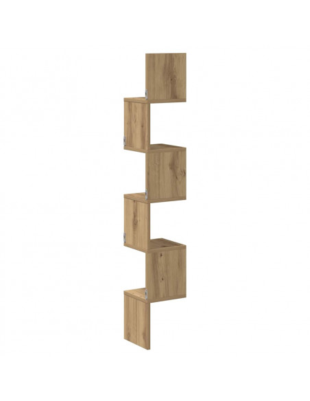 Scaffale Angolare Muro Artigianale 20x20x127,5 cm in Truciolato