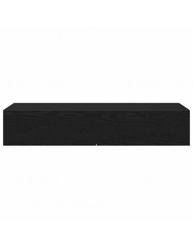 Scaffale a Parete con Cassetti Nero 100x36x19 cm in Truciolato