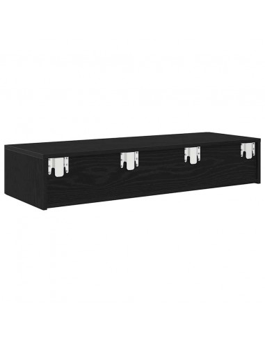 Scaffale a Parete con Cassetti Nero 100x36x19 cm in Truciolato