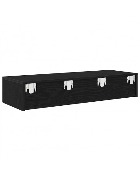 Scaffale a Parete con Cassetti Nero 100x36x19 cm in Truciolato