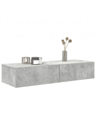 Scaffale a Parete con Cassetti Grigio 100x36x19cm in Truciolato