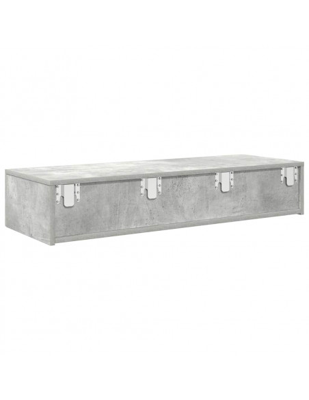 Scaffale a Parete con Cassetti Grigio 100x36x19cm in Truciolato