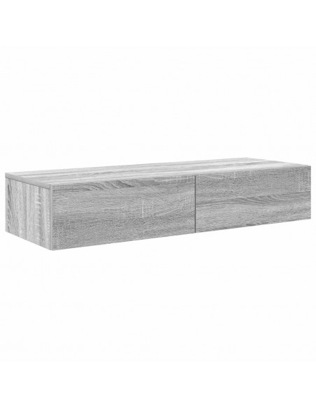 Scaffale a Parete con Cassetti Grigio 100x36x19cm in Truciolato