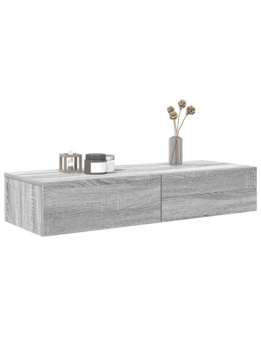 Scaffale a Parete con Cassetti Grigio 100x36x19cm in Truciolato