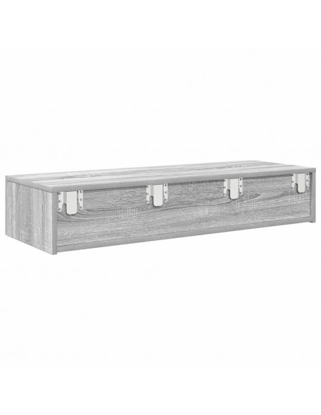 Scaffale a Parete con Cassetti Grigio 100x36x19cm in Truciolato