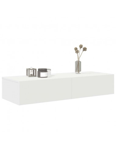 Scaffale a Parete con Cassetti Bianco 100x36x19cm in Truciolato