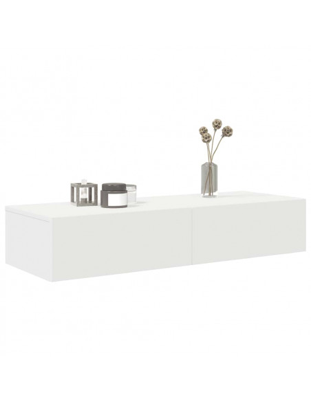 Scaffale a Parete con Cassetti Bianco 100x36x19cm in Truciolato