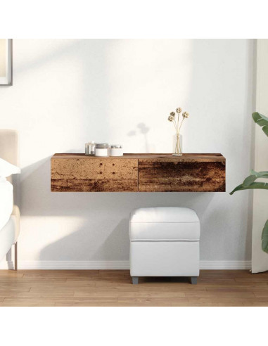 Scaffale a Parete con Cassetti Antico 100x36x19cm in Truciolato