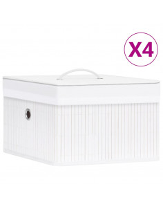 Scatole Portaoggetti 4 pz in Bambù Bianche