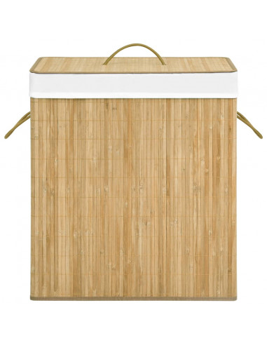Cesto Portabiancheria in Bambù a 2 Sezioni 100 L