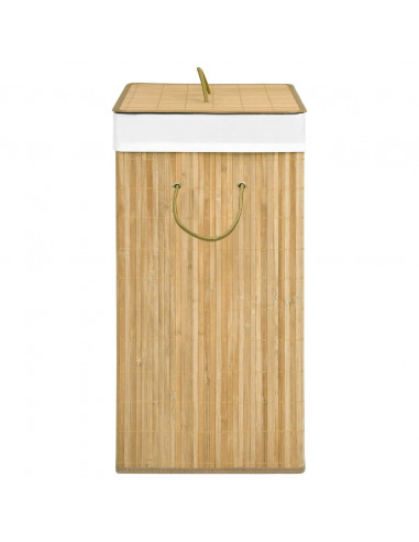 Cesto Portabiancheria in Bambù a 2 Sezioni 100 L