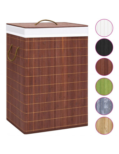 Cesto Portabiancheria in Bambù a 2 Sezioni Marrone 72 L