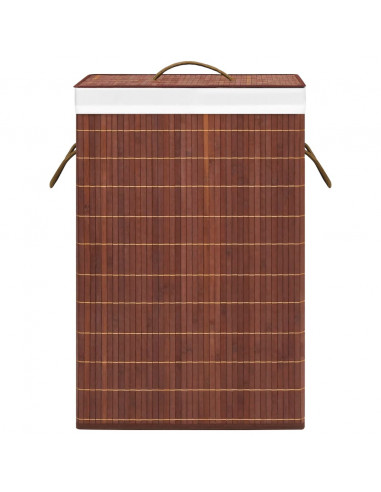 Cesto Portabiancheria in Bambù a 2 Sezioni Marrone 72 L