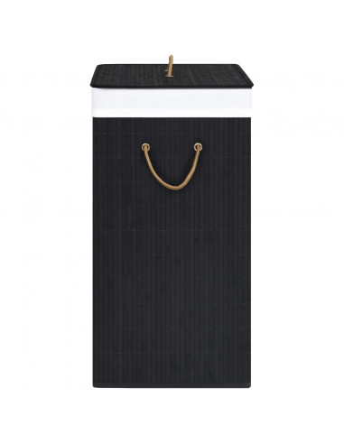 Cesto Portabiancheria in Bambù a Sezione Singola Nero 83 L