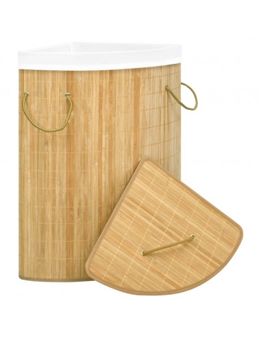 Cesto Portabiancheria Angolare in Bambù 60 L