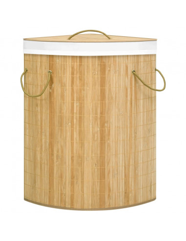 Cesto Portabiancheria Angolare in Bambù 60 L