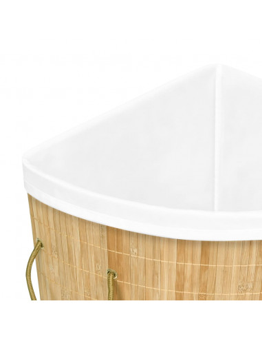 Cesto Portabiancheria Angolare in Bambù 60 L