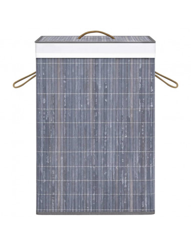 Cesto Portabiancheria in Bambù a 2 Sezioni Grigio 72 L
