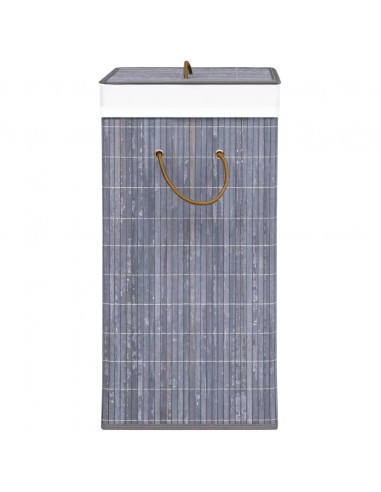 Cesto Portabiancheria in Bambù a 2 Sezioni Grigio 72 L