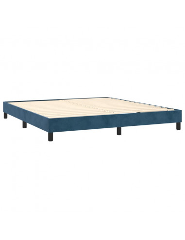 Letto a Molle con Materasso e LED Blu Scuro 180x200 cm