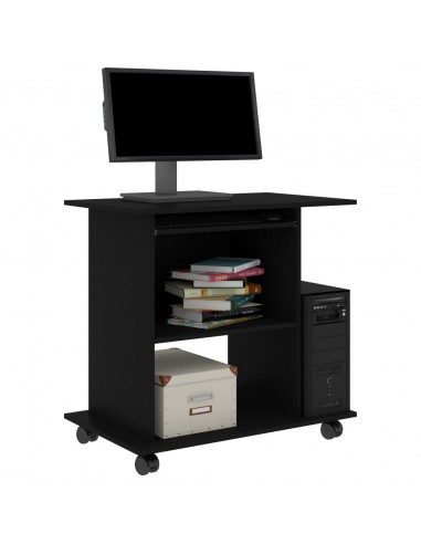 Scrivania da Computer Nera 80x50x75 cm in Legno Multistrato