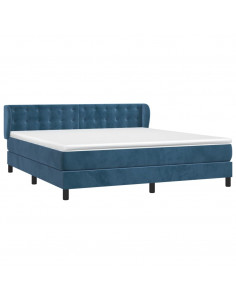 Giroletto a Molle con Materasso Blu Scuro 180x200 cm in Velluto 2