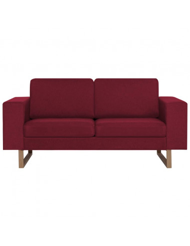 Divano a 2 Posti in Tessuto Rosso Vino