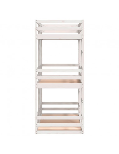 Letto a Castello Triplo Bianco 90x200 cm Legno Massello di Pino