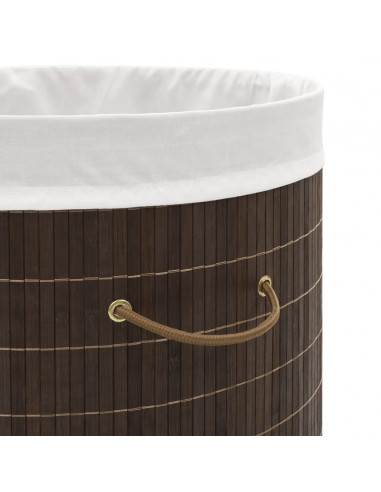 Cesto Portabiancheria in Bambù Ovale Marrone Scuro