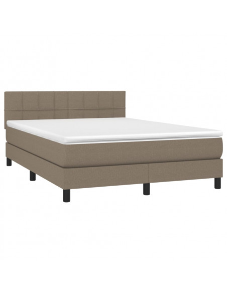 Letto a Molle con Materasso e LED Tortora 140x200 cm in Tessuto