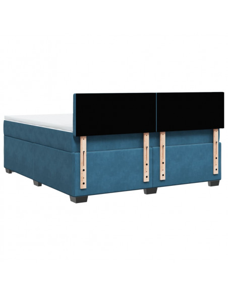 Giroletto a Molle con Materasso Blu 180x200 cm in Velluto