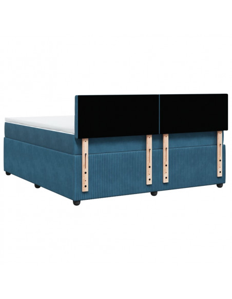 Giroletto a Molle con Materasso Blu 180x200 cm in Velluto