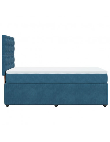 Giroletto a Molle con Materasso Blu 90x200 cm in Velluto
