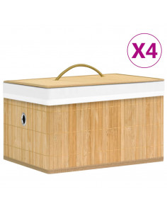 Scatole Portaoggetti 4 pz in Bambù