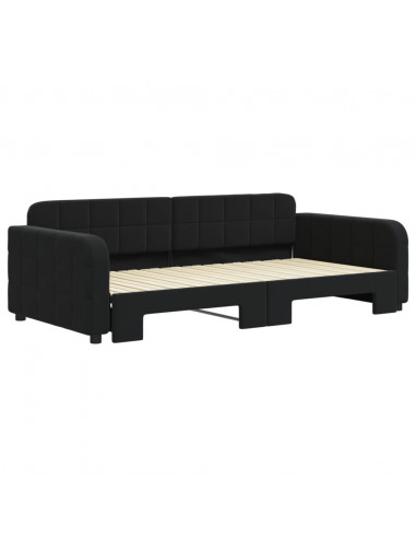 Divano Letto con Letto Estraibile Nero 100x200 cm in Velluto