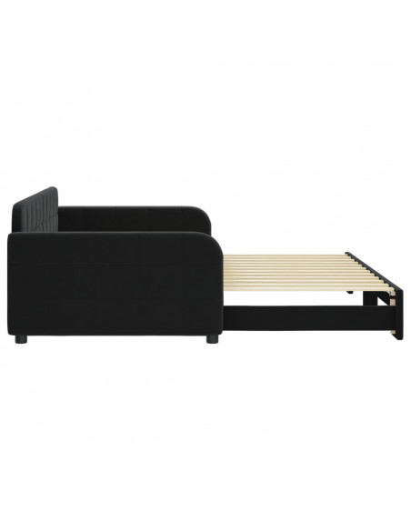 Divano Letto con Letto Estraibile Nero 100x200 cm in Velluto