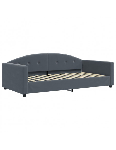 Divano Letto con Materasso Grigio Scuro 100x200 cm in Velluto