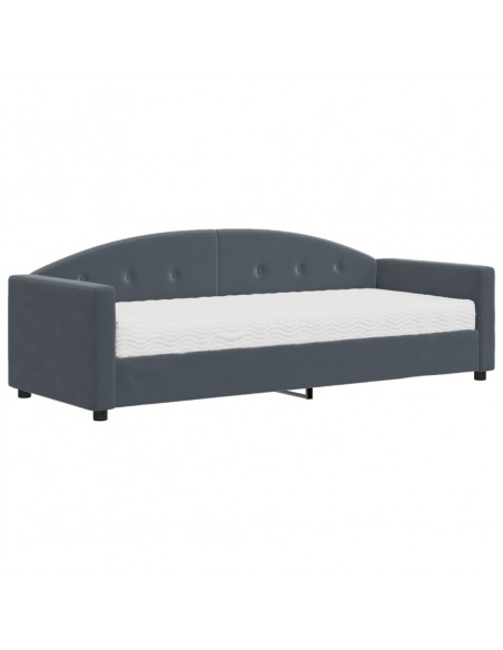 Divano Letto con Materasso Grigio Scuro 80x200 cm in Velluto