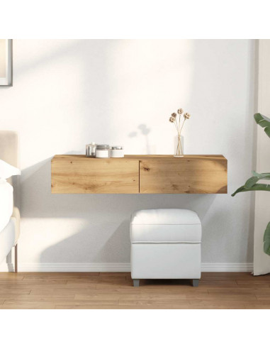 Scaffale a Parete con Cassetti Rovere 100x36x19cm in Truciolato