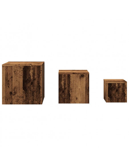 Tavolini 3 pz Legno Antico in Legno Multistrato