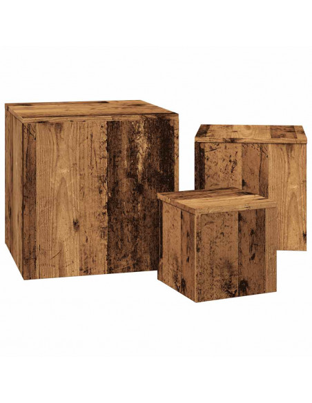 Tavolini 3 pz Legno Antico in Legno Multistrato