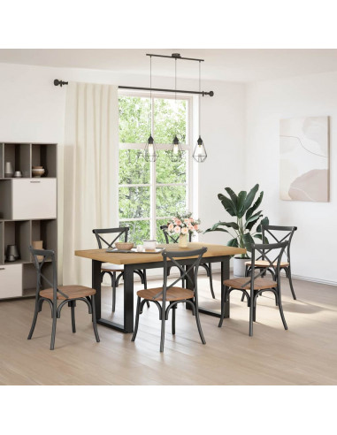 Tavolo Pranzo NOAIN Gambe a Forma U 160x90x75 cm Legno Massello