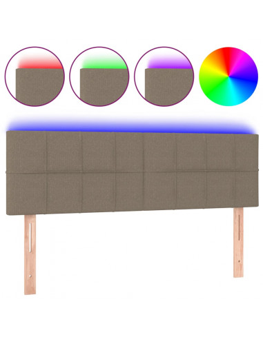 Testiera a LED Tortora 144x5x78/88 cm in Tessuto