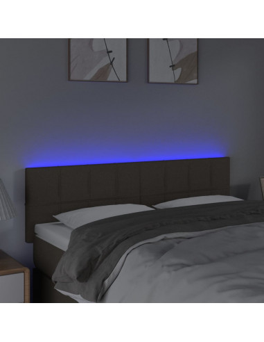 Testiera a LED Tortora 144x5x78/88 cm in Tessuto