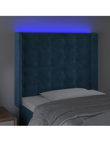 Testiera a LED Blu Scuro 93x16x118/128 cm in Velluto