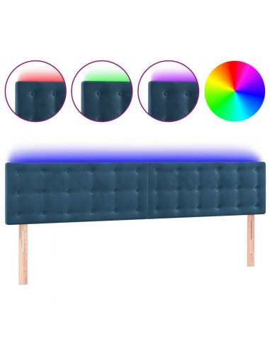 Testiera a LED Blu Scuro 180x5x78/88 cm in Velluto