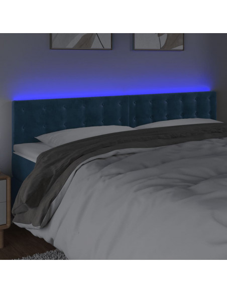 Testiera a LED Blu Scuro 180x5x78/88 cm in Velluto